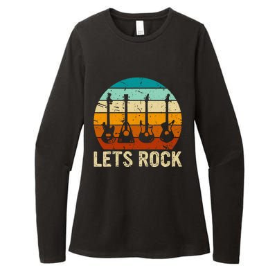 Vintage Retro Lets Rock Rock And Roll Guitar Music Womens CVC Long Sleeve Shirt