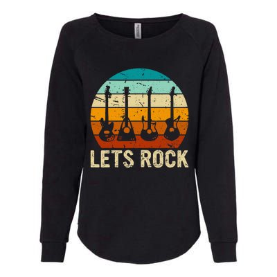 Vintage Retro Lets Rock Rock And Roll Guitar Music Womens California Wash Sweatshirt