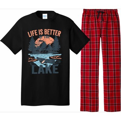 Vintage Retro Life Is Better At The Lake Lake Life Funny Pajama Set