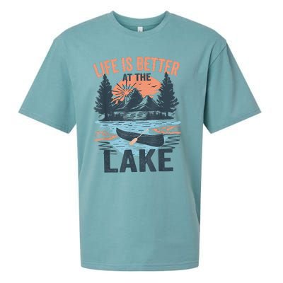 Vintage Retro Life Is Better At The Lake Lake Life Funny Sueded Cloud Jersey T-Shirt