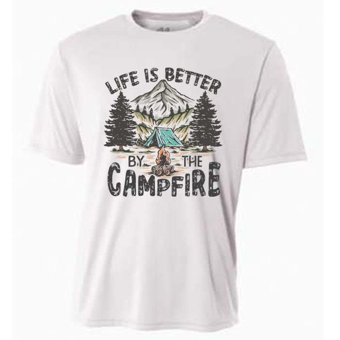 Vintage Retro Life Is Better Around The Campfire Camping Cooling Performance Crew T-Shirt