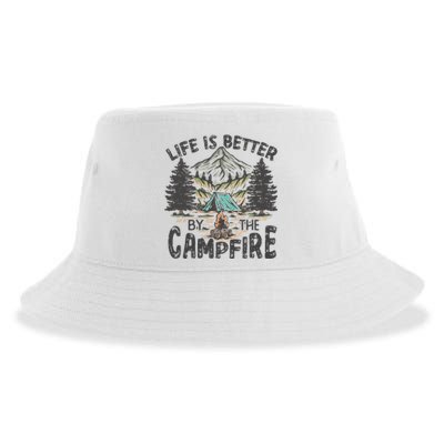 Vintage Retro Life Is Better Around The Campfire Camping Sustainable Bucket Hat