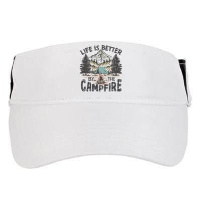 Vintage Retro Life Is Better Around The Campfire Camping Adult Drive Performance Visor