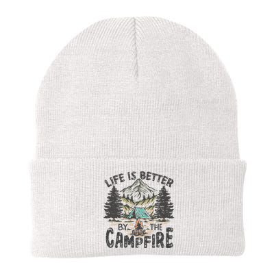 Vintage Retro Life Is Better Around The Campfire Camping Knit Cap Winter Beanie