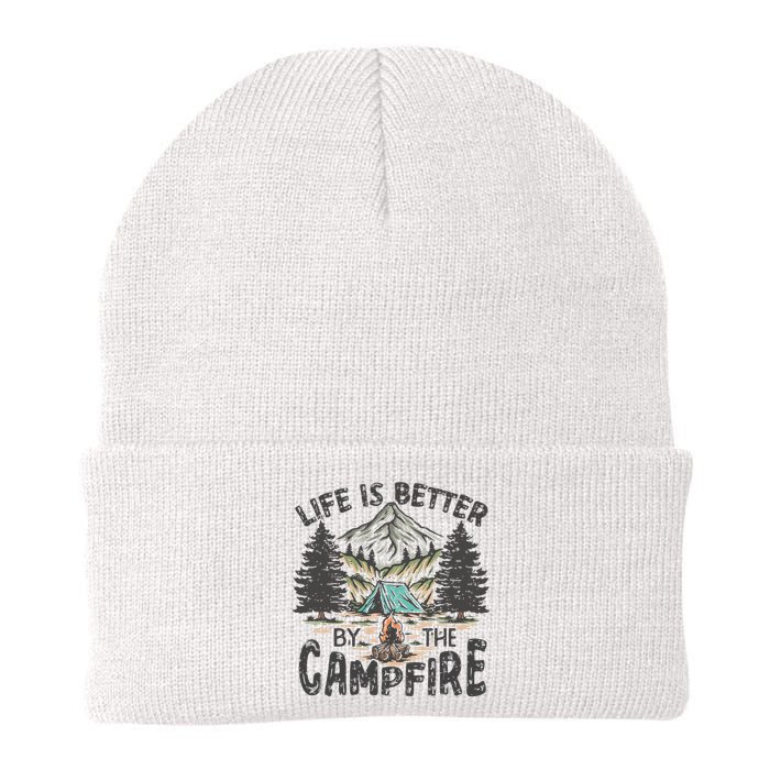 Vintage Retro Life Is Better Around The Campfire Camping Knit Cap Winter Beanie