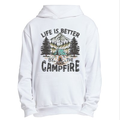 Vintage Retro Life Is Better Around The Campfire Camping Urban Pullover Hoodie