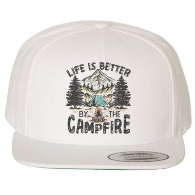 Vintage Retro Life Is Better Around The Campfire Camping Wool Snapback Cap