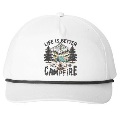 Vintage Retro Life Is Better Around The Campfire Camping Snapback Five-Panel Rope Hat