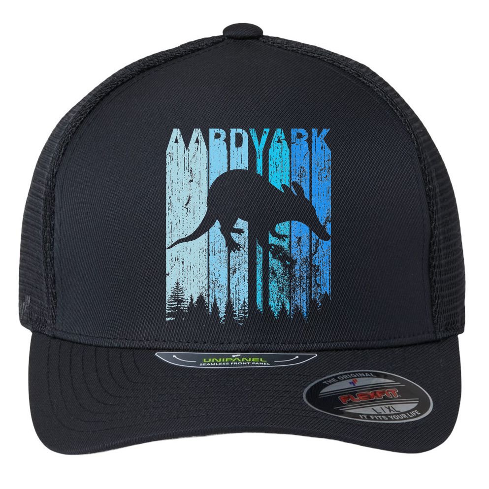 Vintage Retro Love Aardvark Silhouette Funny Animal Lover Flexfit Unipanel Trucker Cap