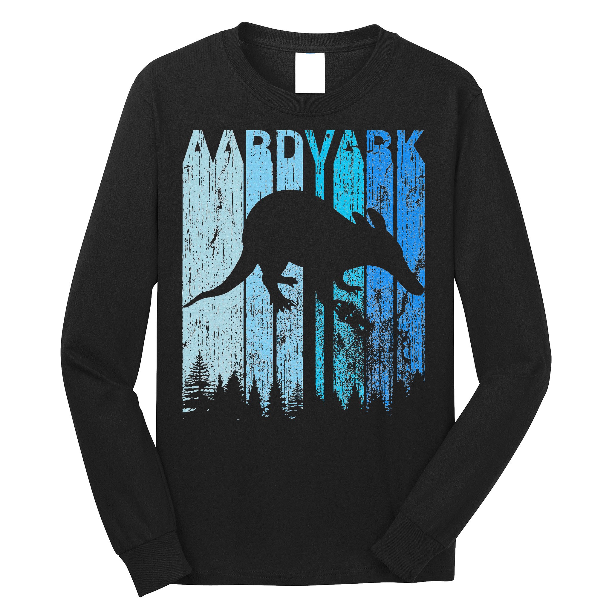 Vintage Retro Love Aardvark Silhouette Funny Animal Lover Long Sleeve Shirt