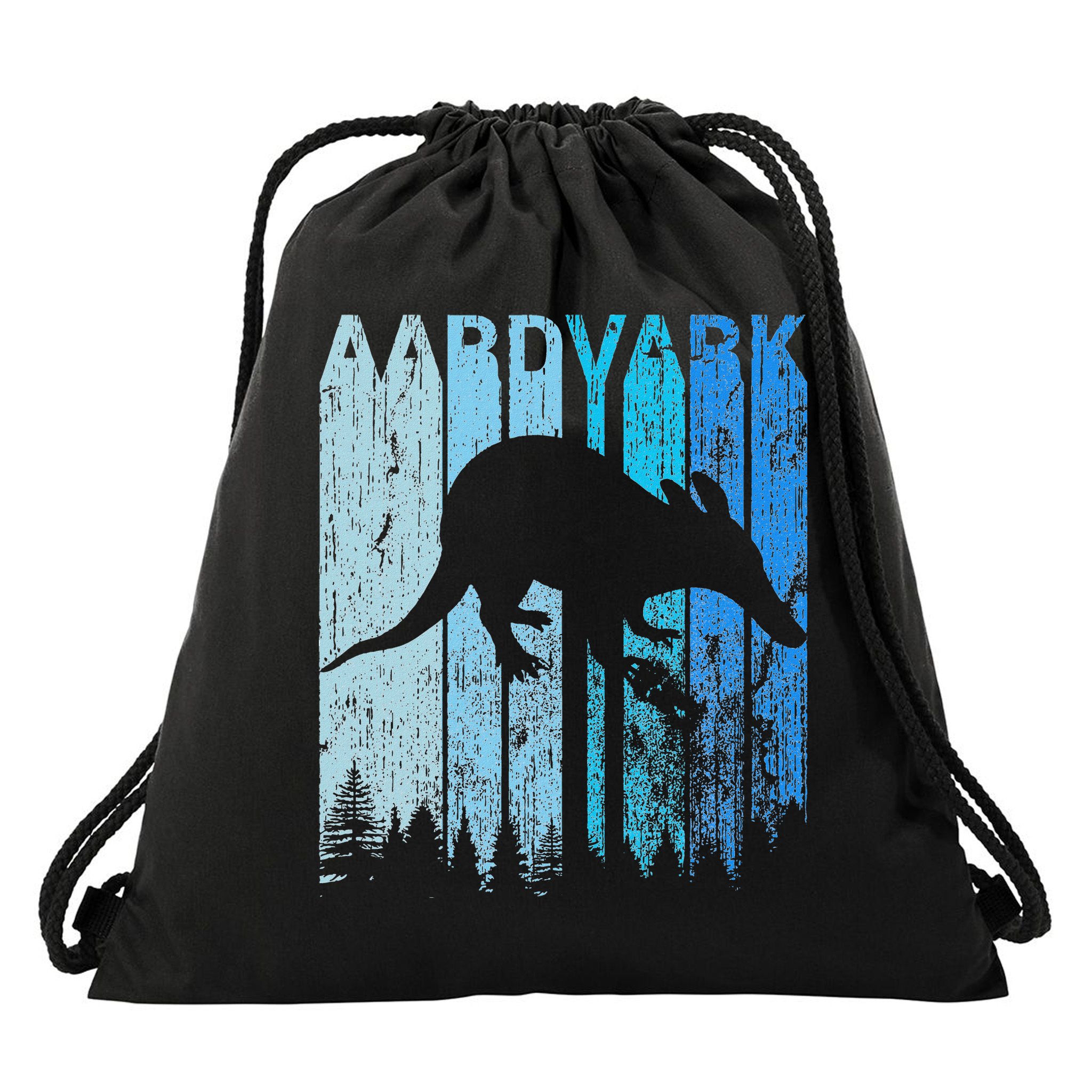 Vintage Retro Love Aardvark Silhouette Funny Animal Lover Drawstring Bag