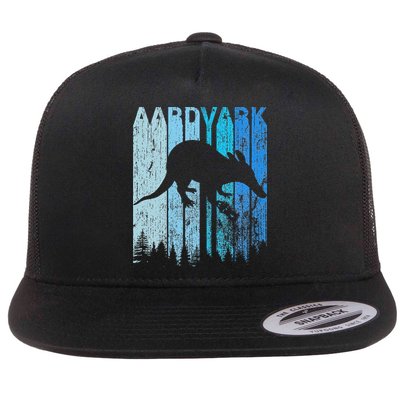 Vintage Retro Love Aardvark Silhouette Funny Animal Lover Flat Bill Trucker Hat