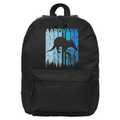 Vintage Retro Love Aardvark Silhouette Funny Animal Lover 16 in Basic Backpack