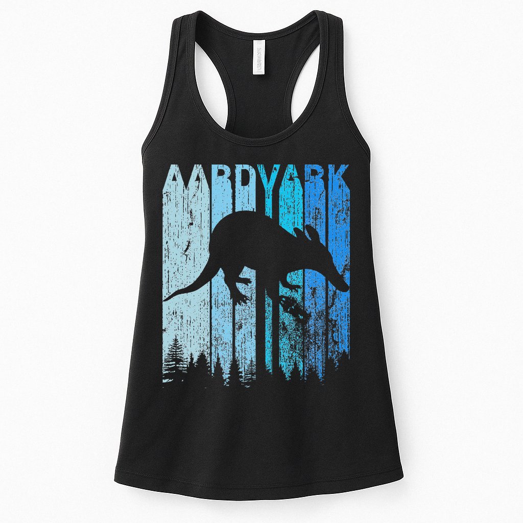 Vintage Retro Love Aardvark Silhouette Funny Animal Lover Womens Tank Top