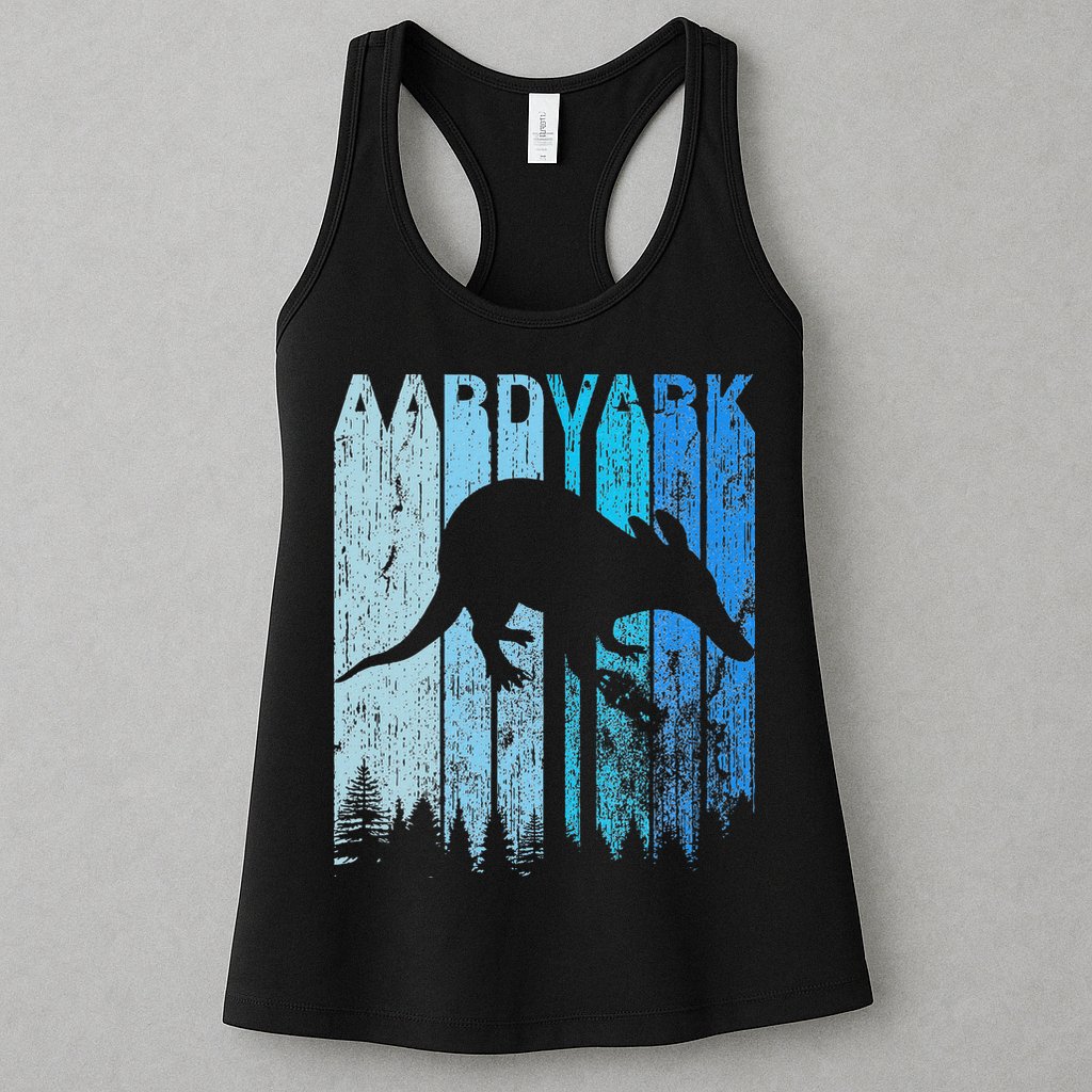 Vintage Retro Love Aardvark Silhouette Funny Animal Lover Womens Tank Top