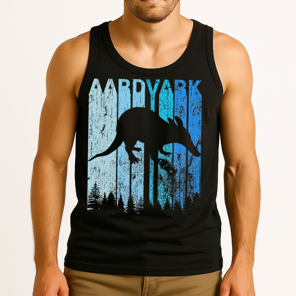 Vintage Retro Love Aardvark Silhouette Funny Animal Lover Tank Top