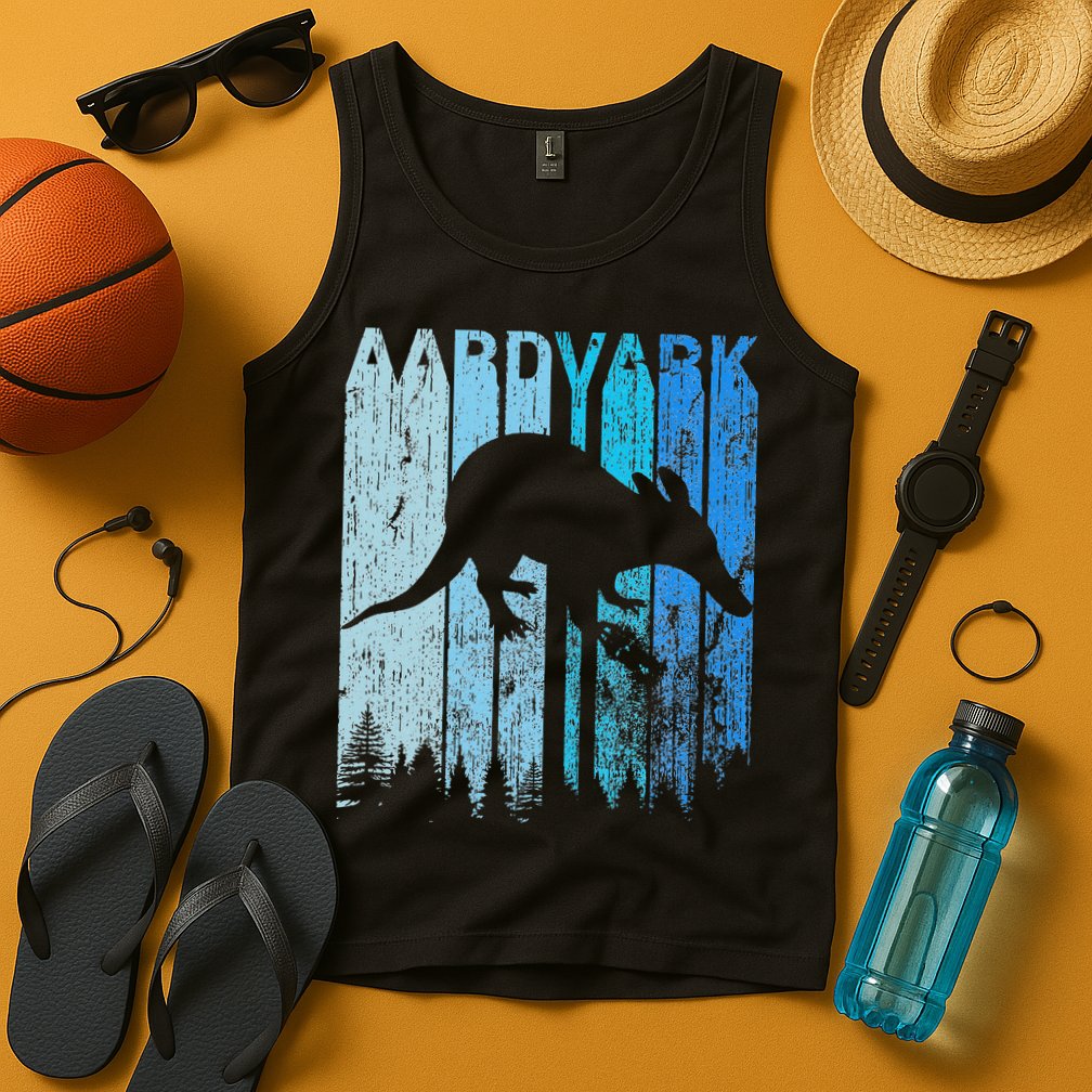 Vintage Retro Love Aardvark Silhouette Funny Animal Lover Tank Top