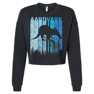 Vintage Retro Love Aardvark Silhouette Funny Animal Lover Cropped Pullover Crew
