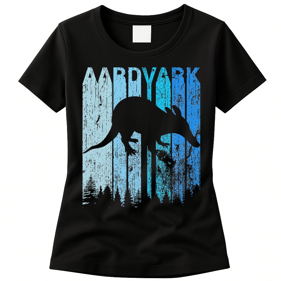 Vintage Retro Love Aardvark Silhouette Funny Animal Lover Womens T-Shirt