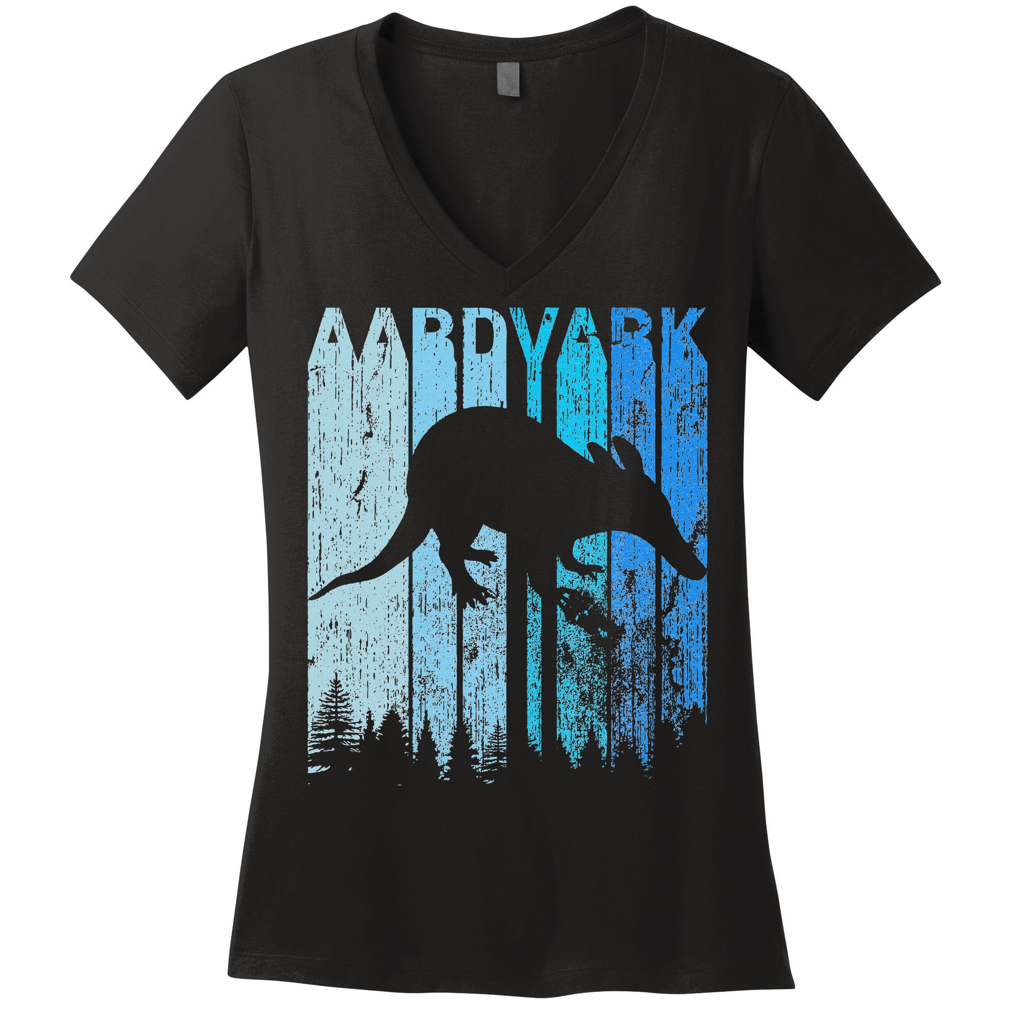 Vintage Retro Love Aardvark Silhouette Funny Animal Lover Women's V-Neck T-Shirt