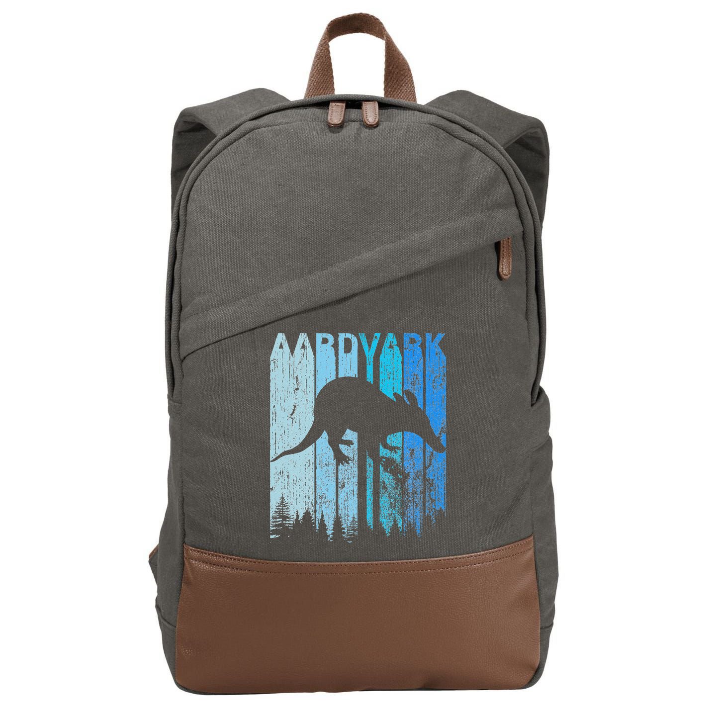 Vintage Retro Love Aardvark Silhouette Funny Animal Lover Cotton Canvas Backpack