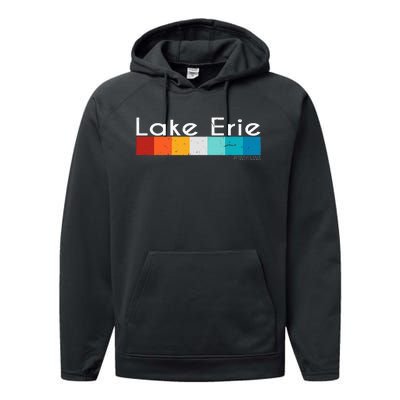 Vintage Retro Lake Erie Pennsylvania Souvenirs Performance Fleece Hoodie