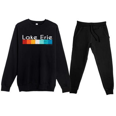 Vintage Retro Lake Erie Pennsylvania Souvenirs Premium Crewneck Sweatsuit Set