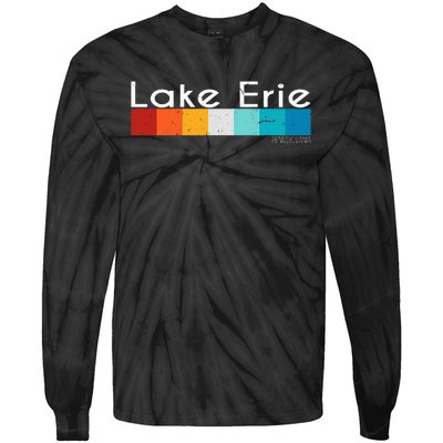 Vintage Retro Lake Erie Pennsylvania Souvenirs Tie-Dye Long Sleeve Shirt