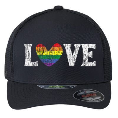 Vintage Rainbow Love Proud Family Matching Gay Lesbian LGBTQ Flexfit Unipanel Trucker Cap