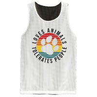 Vintage Retro Loves Animals Tolerates People Funny Mesh Reversible Basketball Jersey Tank