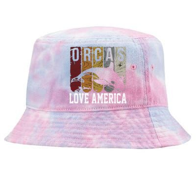 Vintage Retro Leaping Ocra Killer Whale Tie-Dyed Bucket Hat