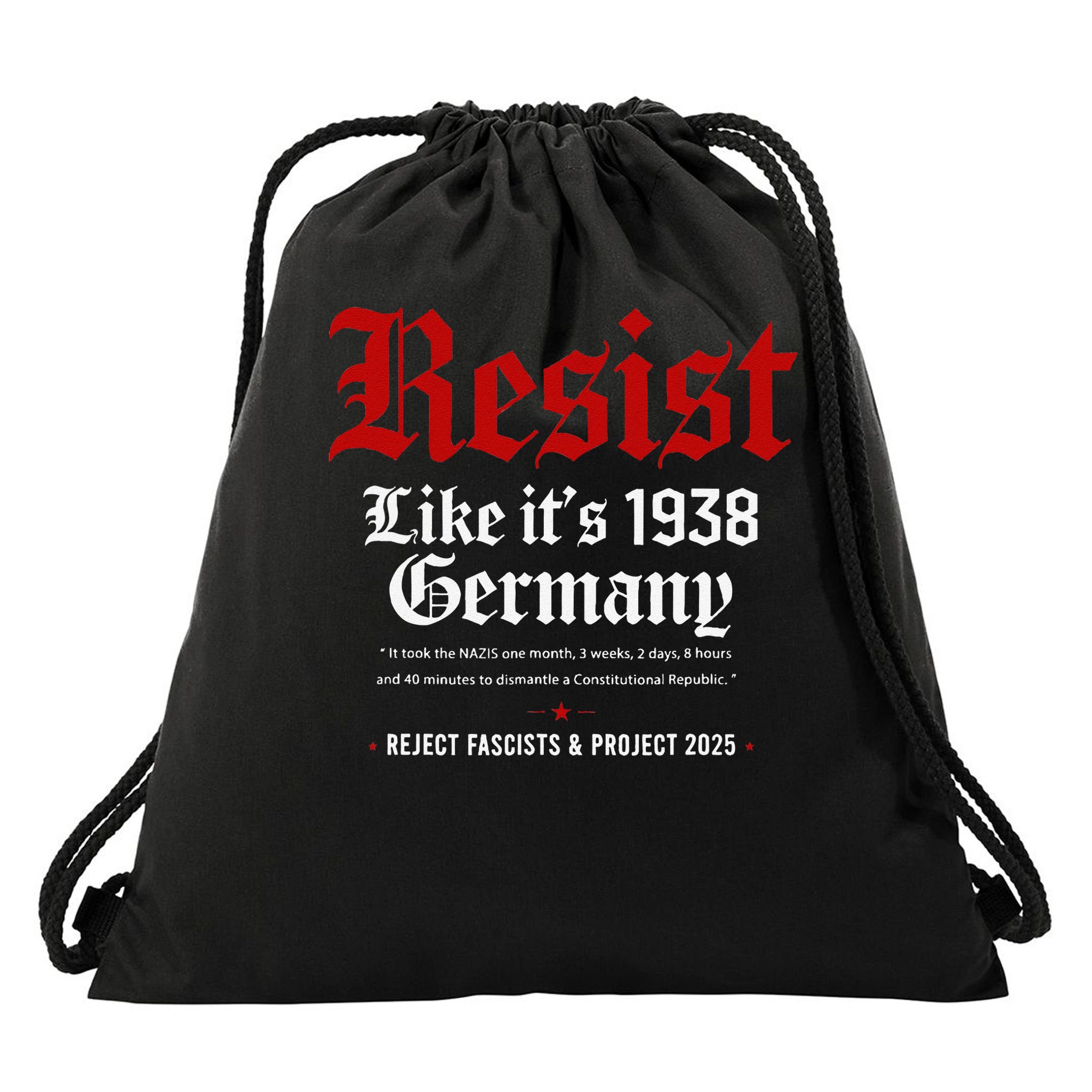 Vintage Resist Like Its 1938 Germany Drawstring Bag