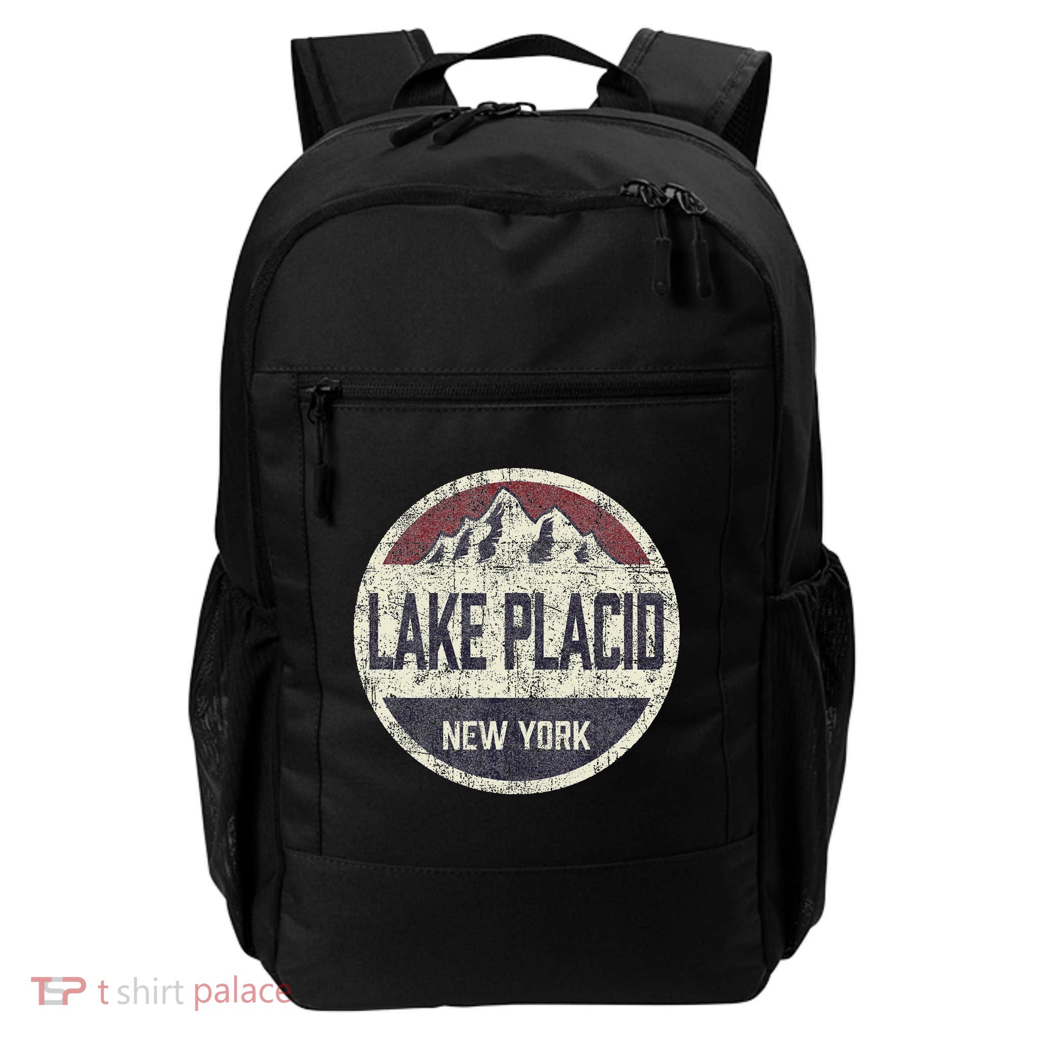 Vintage Retro Lake Placid New York Mountain Circle Ski Backpack