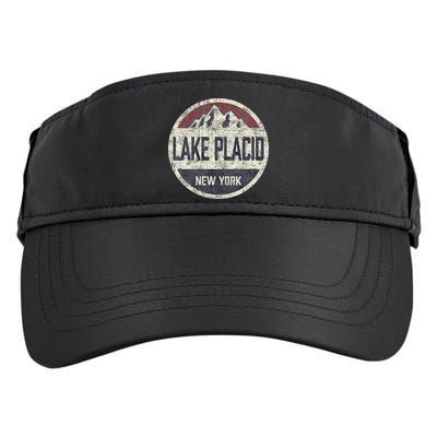 Vintage Retro Lake Placid New York Mountain Circle Ski Adult Drive Performance Visor