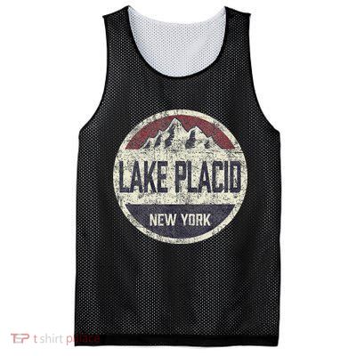 Vintage Retro Lake Placid New York Mountain Circle Ski Mesh Reversible Basketball Jersey Tank