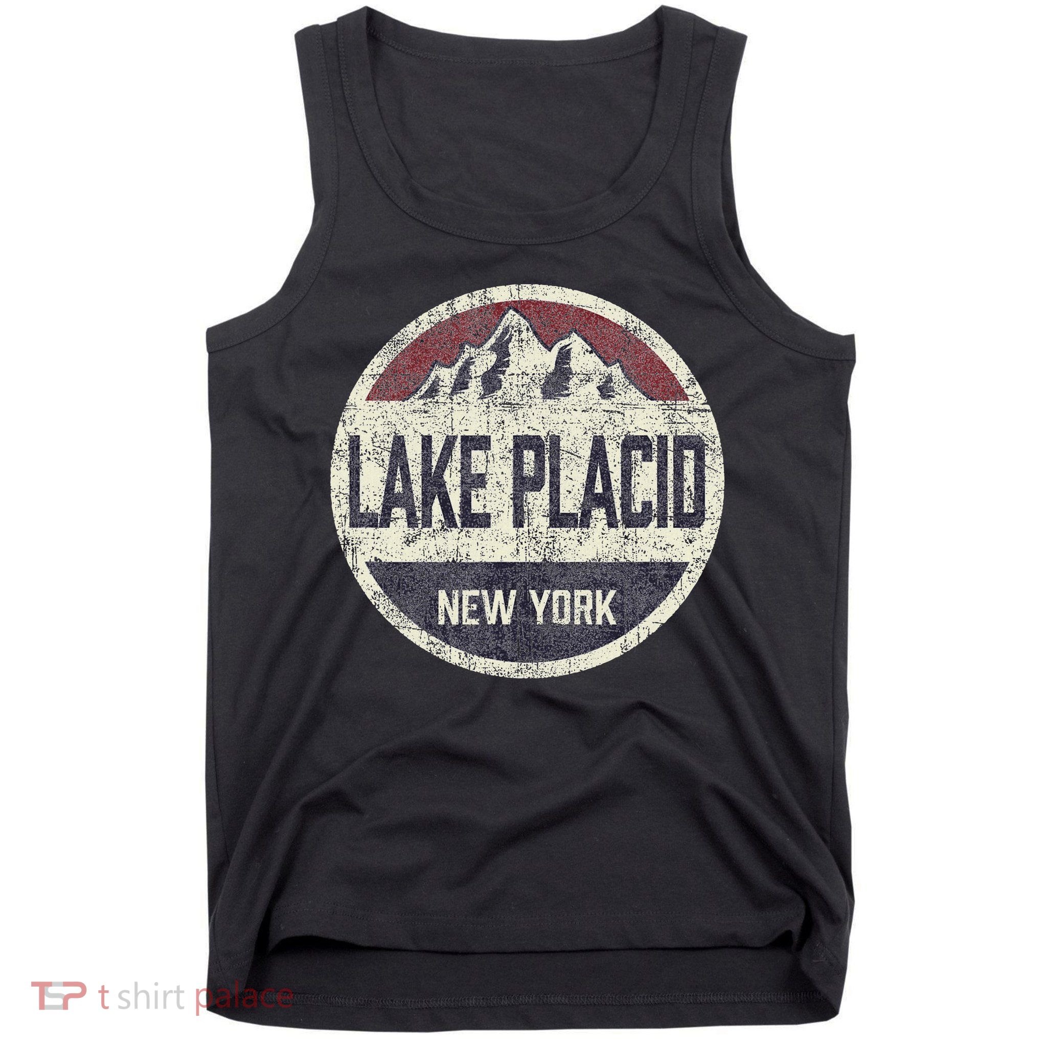 Vintage Retro Lake Placid New York Mountain Circle Ski Tank Top