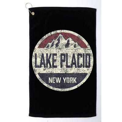 Vintage Retro Lake Placid New York Mountain Circle Ski Golf Towel