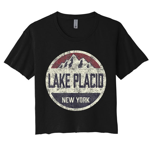 Vintage Retro Lake Placid New York Mountain Circle Ski Crop Top