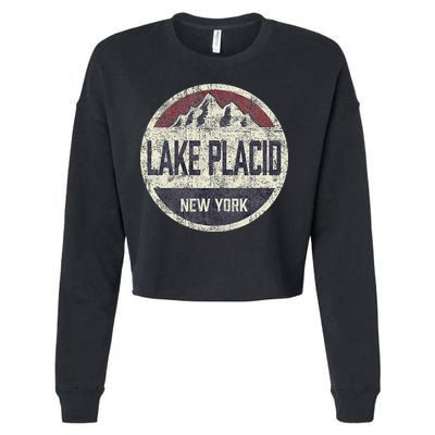 Vintage Retro Lake Placid New York Mountain Circle Ski Cropped Pullover Crew