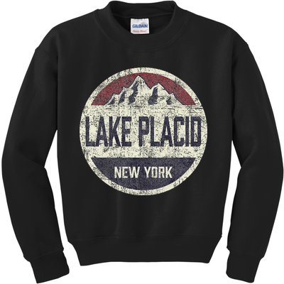Vintage Retro Lake Placid New York Mountain Circle Ski Kids Sweatshirt
