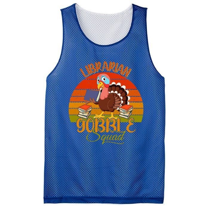 Vintage Retro Librarian Gobble Squad Thanksgiving Turkey Cute Gift Mesh Reversible Basketball Jersey Tank