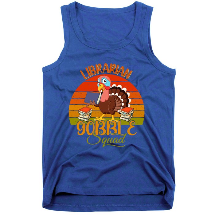 Vintage Retro Librarian Gobble Squad Thanksgiving Turkey Cute Gift Tank Top