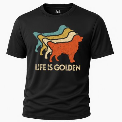 Vintage Retro Life Is Golden Retriever Dog Distressed Funny Meaningful Gift Performance Shirt