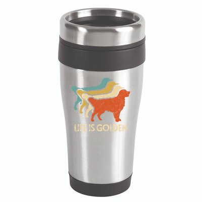 Vintage Retro Life Is Golden Retriever Dog Distressed Funny Meaningful Gift 16oz Travel Tumbler