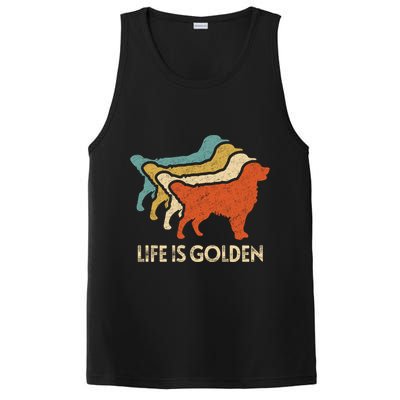 Vintage Retro Life Is Golden Retriever Dog Distressed Funny Meaningful Gift PosiCharge Competitor Tank