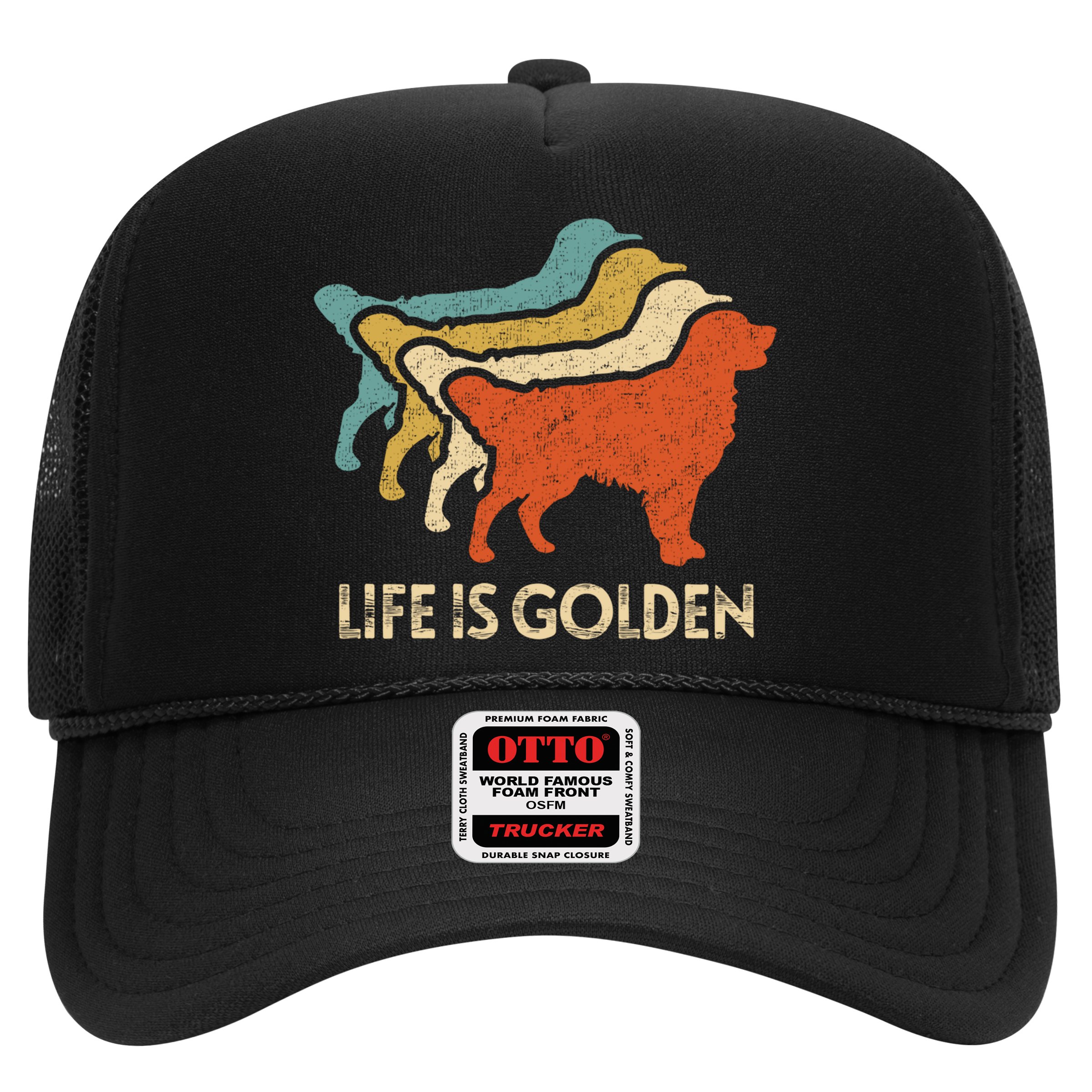 Vintage Retro Life Is Golden Retriever Dog Distressed Funny Meaningful Gift Hat