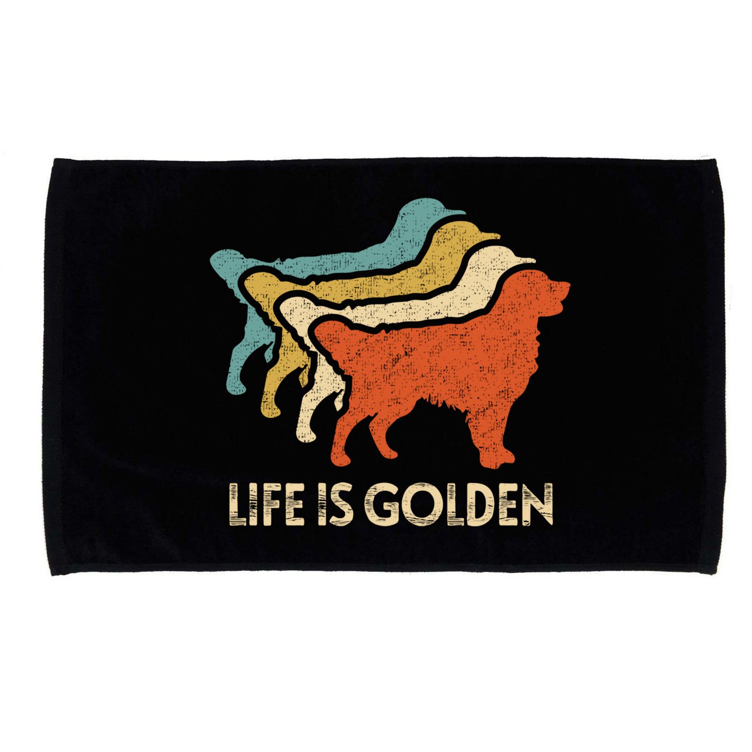 Vintage Retro Life Is Golden Retriever Dog Distressed Funny Meaningful Gift Microfiber Hand Towel