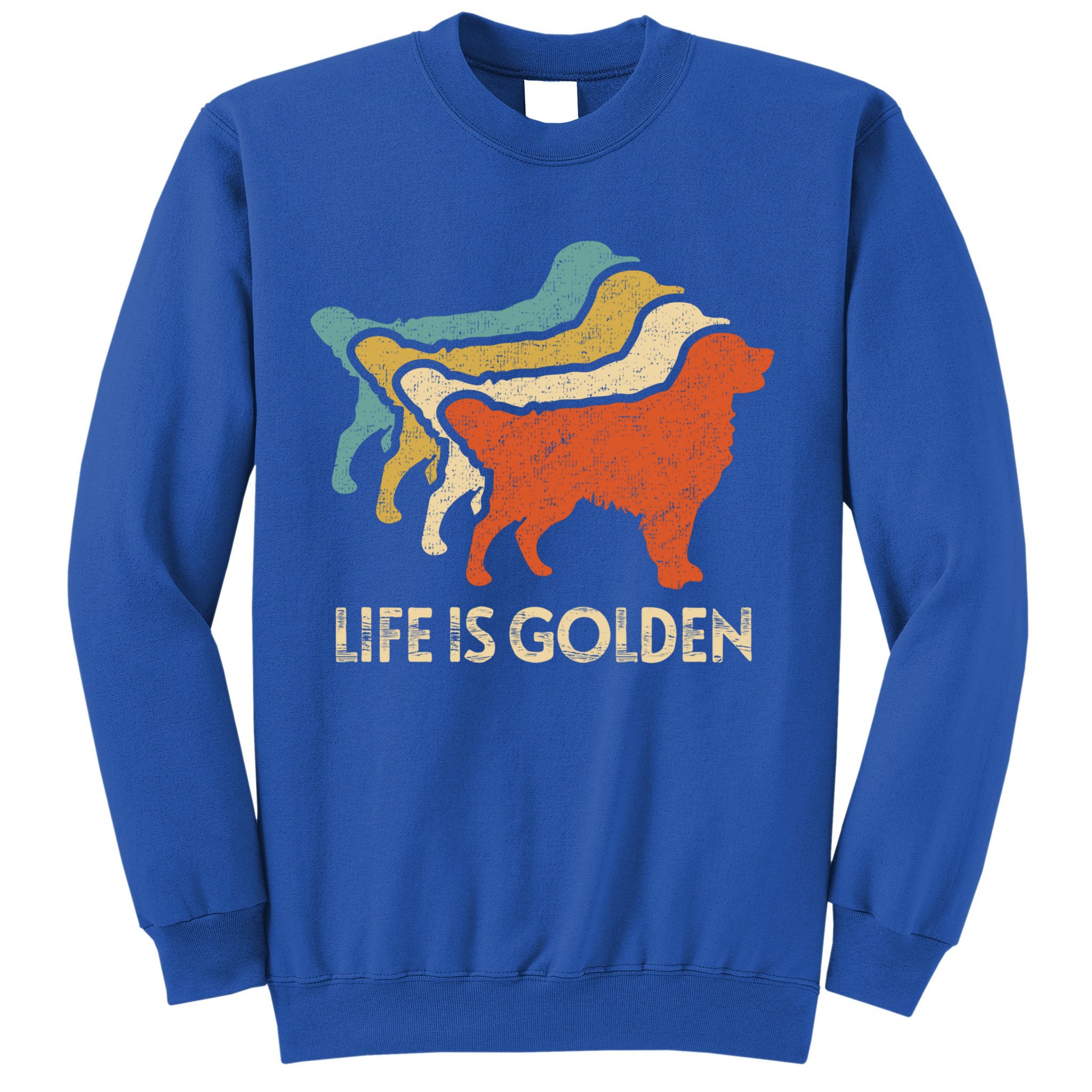 Vintage Retro Life Is Golden Retriever Dog Distressed Funny Meaningful Gift Sweatshirt