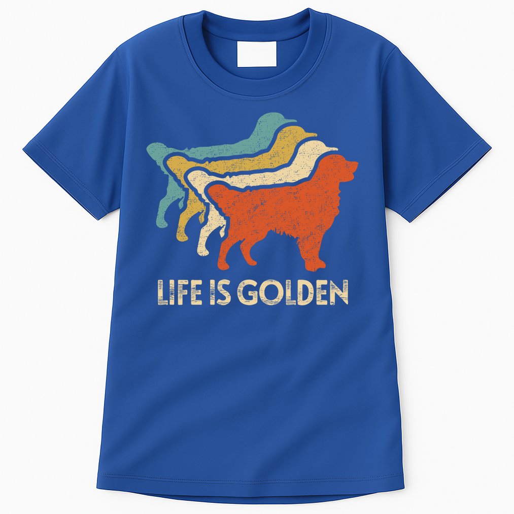 Vintage Retro Life Is Golden Retriever Dog Distressed Funny Meaningful Gift Tall T-Shirt