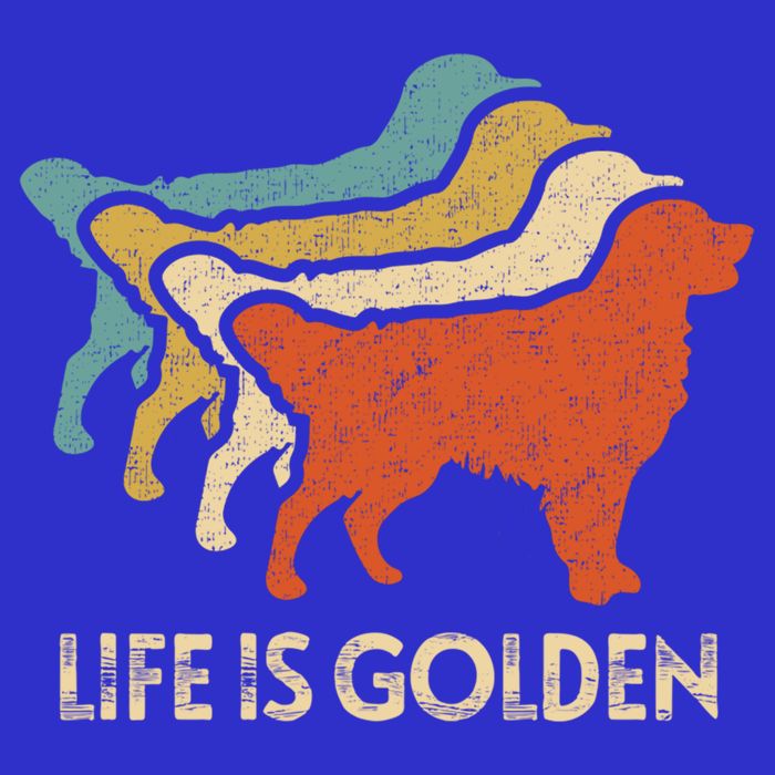 Vintage Retro Life Is Golden Retriever Dog Distressed Funny Meaningful Gift Poster